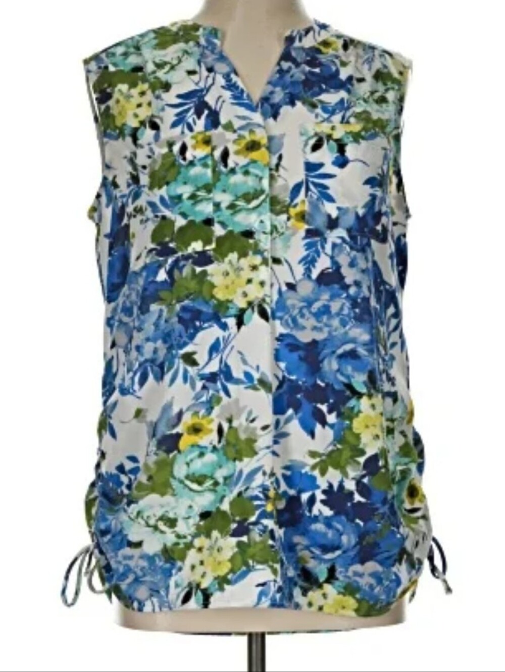 Sleeveless Blue Floral V-Neck Women’s Top